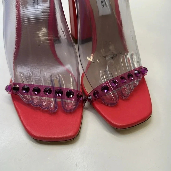 Sebastian Milano High Heels Shoes Pumps Open Toe Ankle Strap Jeweled Pink 38 7.5 - Picture 3 of 11